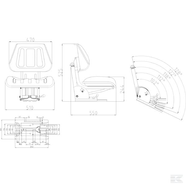 TS21000GP PVC sjedalo, mehanički pričvršćeno
