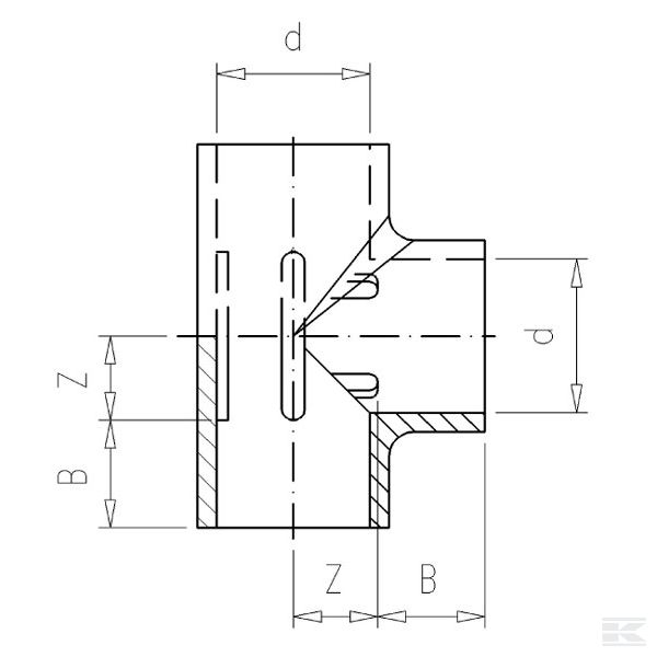 7160122 PVC T-komad 160 x 160 x 160 mm