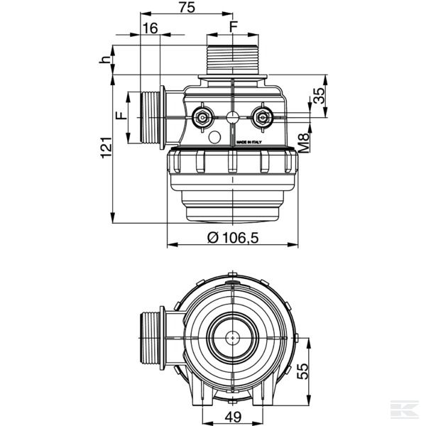 3102053 Usisni filter 1 1/4" 60 l / min