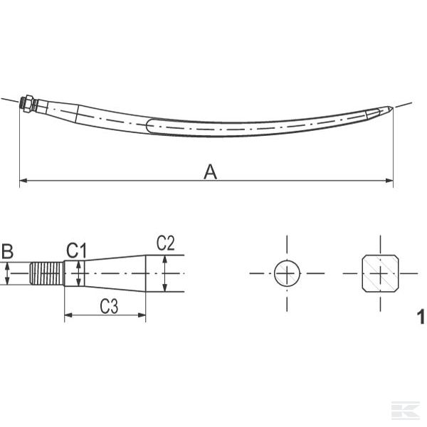 FT41 Savijeni zubac za prednji utovarivač 28 x 600 mm