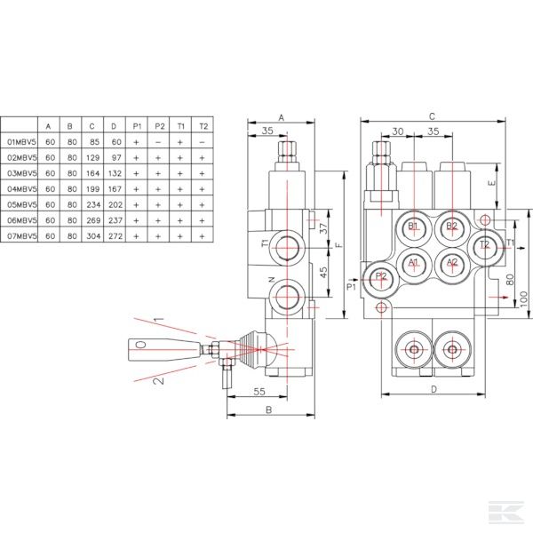 MBV52003GP Upravljački ventil MBV5 A1K16 (G3 / 8) KZ1