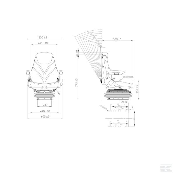 TS55000GP Sjedalo od tkanine, zračno podnožje