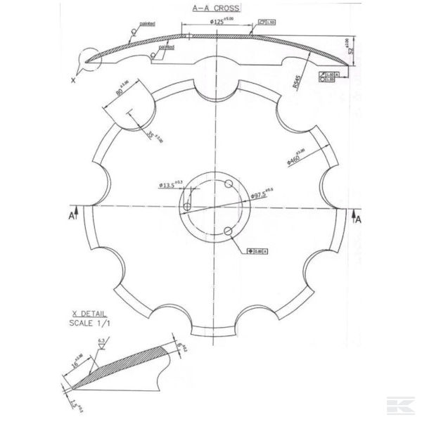23246106KR Unutarnja ploča s diskovima 460 x 6
