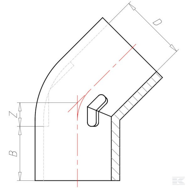 7160645 PVC koljeno 45° 160 x 160 mm