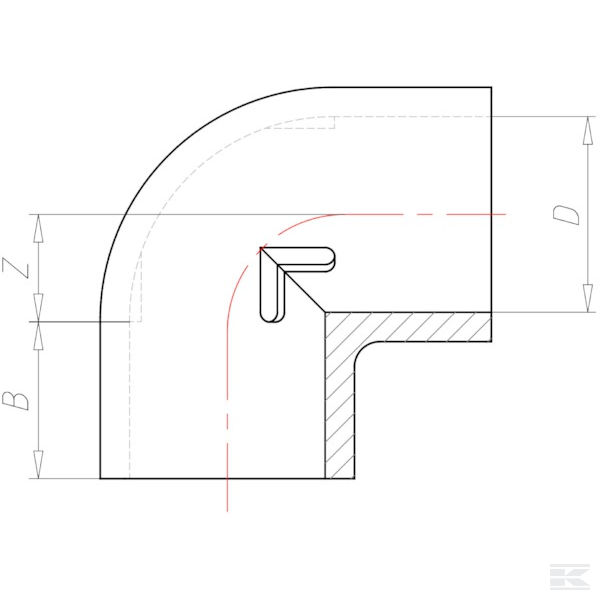 7200595 PVC koljeno 90° 200 x 200 mm