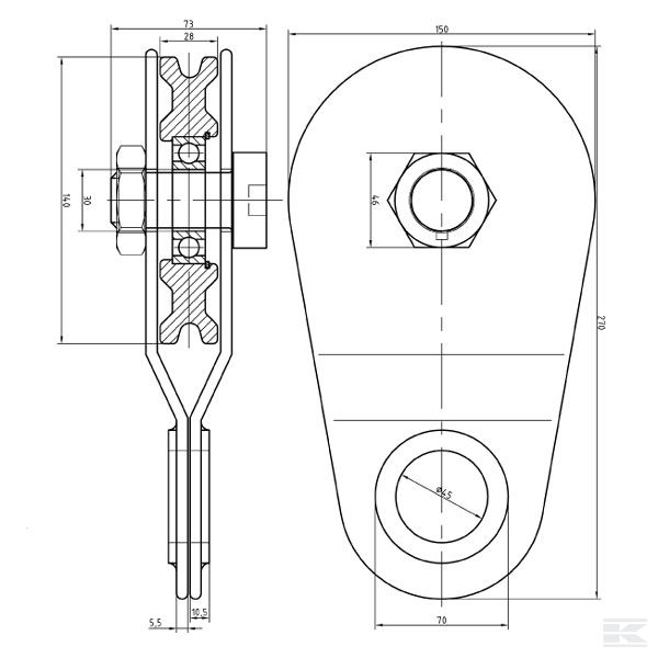 FW15995 Kotač za lanac s bočnim štitovima 5t SRL-B 14